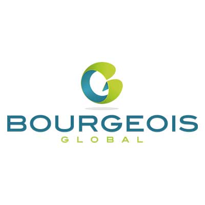 logo bougeois global g en vert fonce et vert clair avec lettres bourgeois en dessous / partenaire de GRT RENOVE (NÎMES)