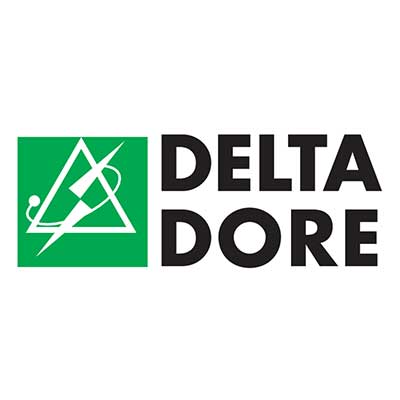 logo deltadore trangle avec éclairs blanc sur font vert partenaire de GRT RENOVE (NÎMES)