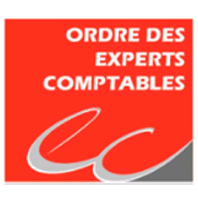 logo ordre des expert comptable lettre hyperelec au centre de couleur bleu au centre,triangle orange sur fond blanc / partenaire de GRT RENOVE (NÎMES)